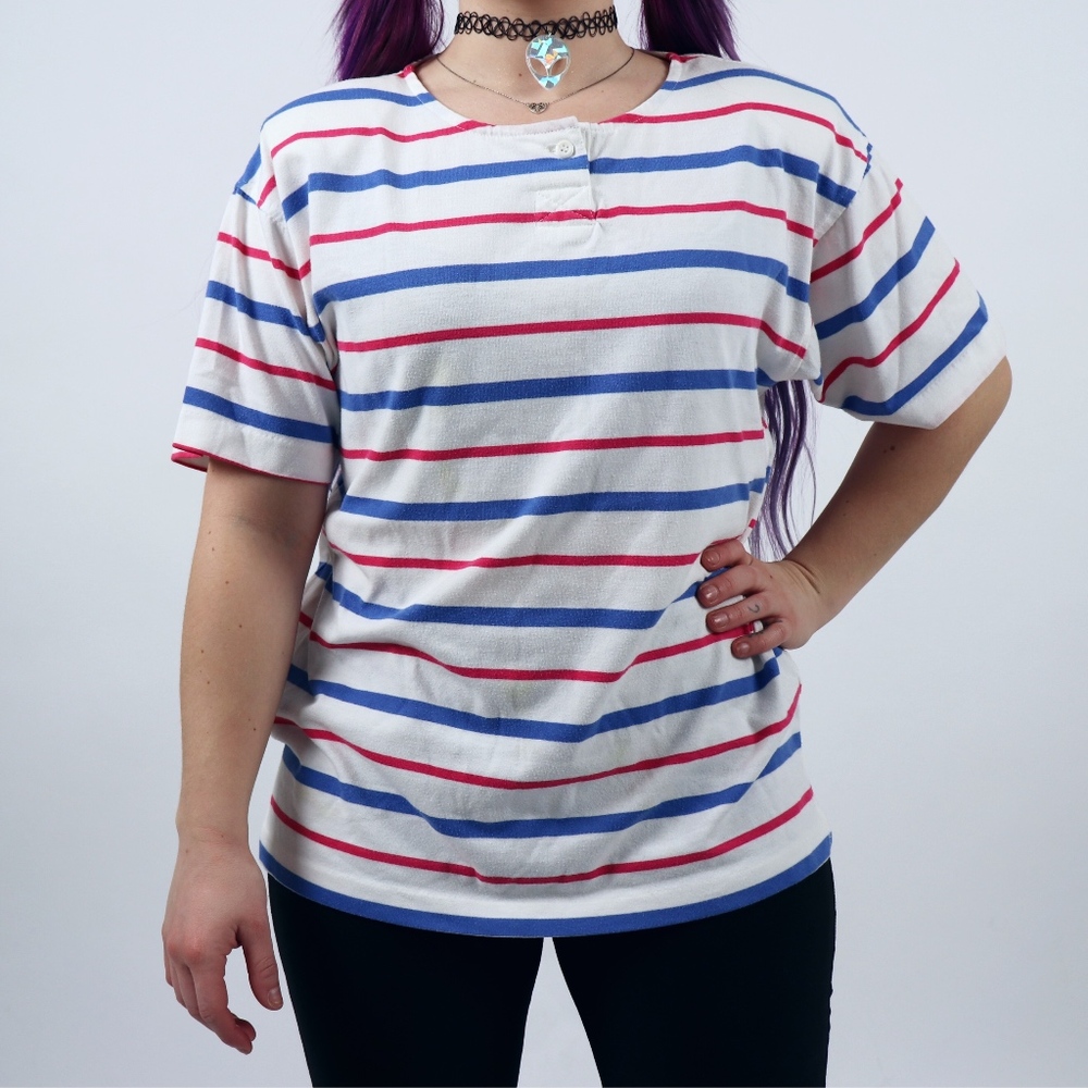 1980s Vintage Levi's Striped Button Down T Shirt